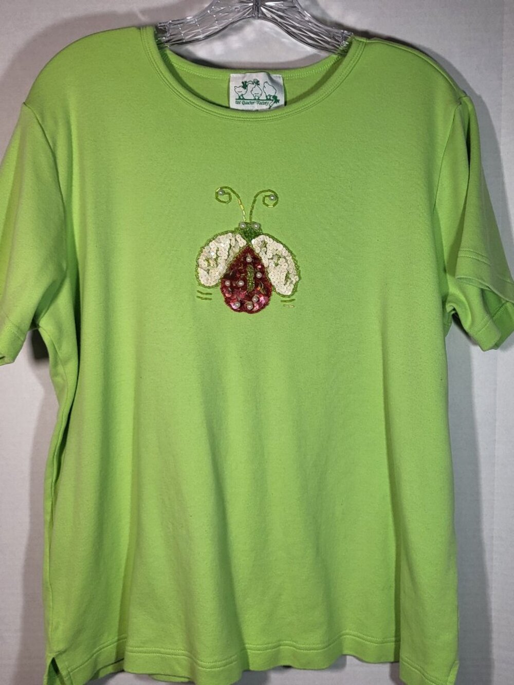 The Quacker Factory Woman's Vintage 90's Embellished Ladybug Shirt Size Large